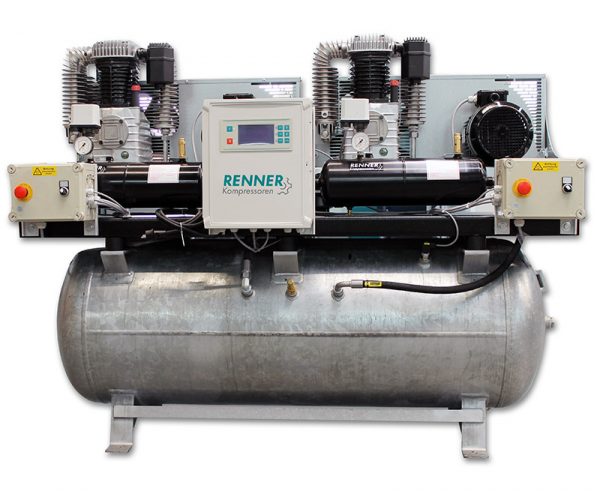 Wir bieten Kolbenkompressoren für Industrieanwendungen für den Leistungsbereich bis 11 kW sowie einen Druck bis 15 bar an. Mit ihrer speziellen Kühlluftführung sorgen sie für niedrige Kesseleintrittstemperaturen und dadurch kühle und trockene Druckluft.