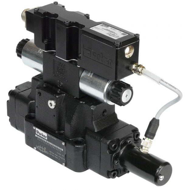 Vorgesteuertes proportionales Wegeventil Parker D41FC mit hochauflösendem Positionsrückführsystem und optionaler EtherCAT® Schnittstelle Vorgesteuertes proportionales Wegeventil Parker D41FC mit hochauflösendem Positionsrückführsystem und optionaler EtherCAT® Schnittstelle