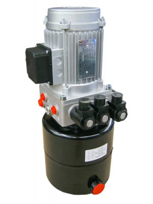 Kompaktaggregat für vertikalen Einbau mit Stahltank und im Zentralflansch eingebauten Cartridge-Ventilen