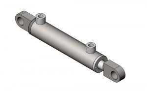 Zylinder doppeltwirkend mit zwei Querbohrungen 20 mm; Kolbengeschwindigkeit bis 0,4 m/sec; maximaler Betriebsdruck = 200 bar