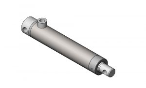 Zylinder einfachwirkend mit Querbohrung; Kolbengeschwindigkeit bis 0,4 m/sec; maximaler Betriebsdruck = 200 bar
